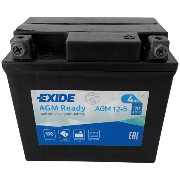 Baterie Moto Exide AGM Ready Motorbike & Sport Battery 4Ah 70A 12V YTX5L-BS EXIDE READY